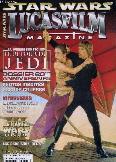 STAR WARS LUCASFILM - N41 - mai/juin 2003/ la guerre des toiles - le retour du Jedi - dossier 20eme anniversaire - photos indites, scnes coupes / interviews : Richard Marquand, Robert Watts, Ken Ralston / episode III, les dernires infos...