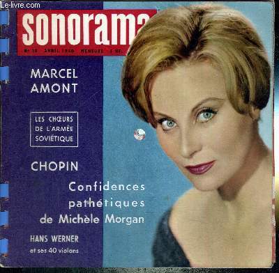 SONORAMA - N18 - avril 1960 / Confidences pathtiques de Michele Morgan / Marcel Amont / Chopin / les choeurs de l'arme sovitique / Hans Werner et ses 40 violons - VENDU SANS LES DISQUES
