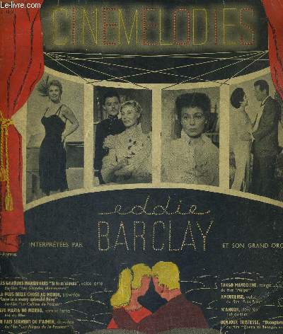 1 DISQUE AUDIO 33 TOURS - CINEMELODIES - INTERPRETEES PAR EDDIE BARCLAY ET SON GRAND ORCHESTRE / Tango mandoline (film 