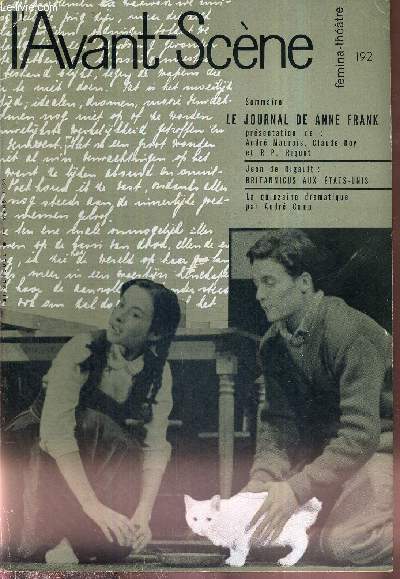 L'AVANT SCENE FEMINA-THEATRE N192 - 1er mars 1959 / Le journal de Anne Frank, prsentation de : Andr Maurois, Claude Roy, et R.P. Riquet / Jean de Rigault : Britannicus aux Etats-Unis / la quinzaine dramatique par Andr Camp.