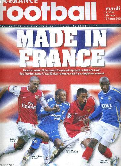 FRANCE FOOTBALL MARDI - N3233 - 25 mars 2008 / made in France / le choc mondial des deux Cores / Makelele : 
