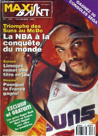 MAXI BASKET - N123 - novembre 93 + 1 POSTER DE MIKE JONES ET WILKINS / Triomphe des Suns au McDo / la NBA  la conqute du monde / Europe : Limoges remet son titre en jeu / doqqier : pourquoi la France gagne!...