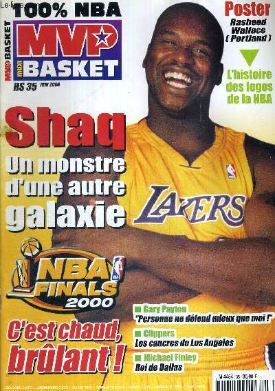 MVP BASKET N35 HS - juin 2000 + 1 POSTER GEANT (Rasheed Wallace) / Shaq, un monstre d'une autre galaxie / l'histoire des logos de la NBA / Gary Payton : 