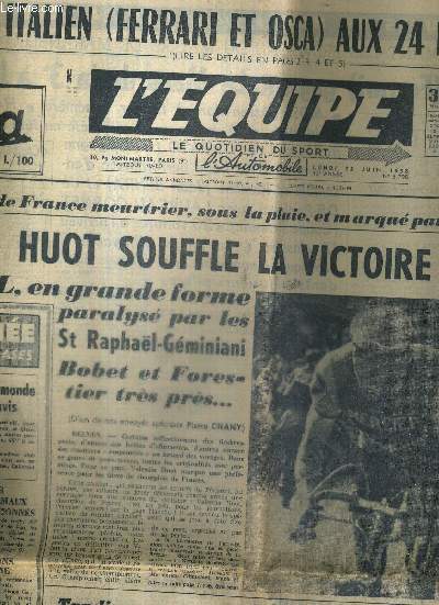 L'EQUIPE - LE QUOTIDIEN DU SPORT - N3.798 - 23 juin 1958 /