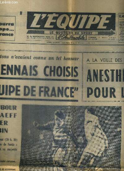 L'EQUIPE - LE QUOTIDIEN DU SPORT - N5.941 - 7 mai 1965 / Sept Rennais choisis en 