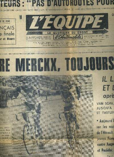 L'EQUIPE - LE QUOTIDIEN DU SPORT - N7.159 - 23 avril 69 / nos lecteurs : 