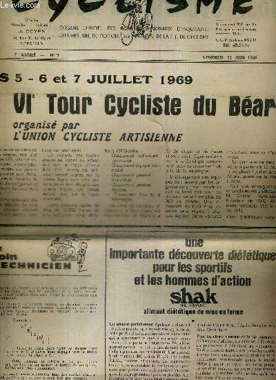 CYCLISME - N7 - 13 juin 1969 / VIe tour cycliste du Barn organis par l'union cycliste artisienne / le coin du technicien / la vie de nos comits.