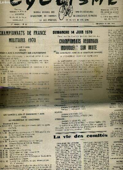 CYCLISME - N52 - 29 mai 70 / championnats de France militaire 1970 / championnats regionaux individuels sur route / la vie des comits / championnats du Poitou...