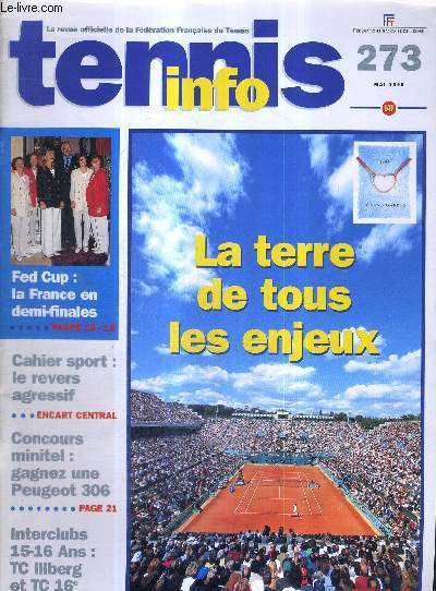 TENNIS INFO - N273 - mai 1995 / La terre de tous les jeux / Fed Cup : la France en demi-finales / cahier sport : le revers agressif / interclubs 15-16 ans : TC Illeberg et TC 16e...