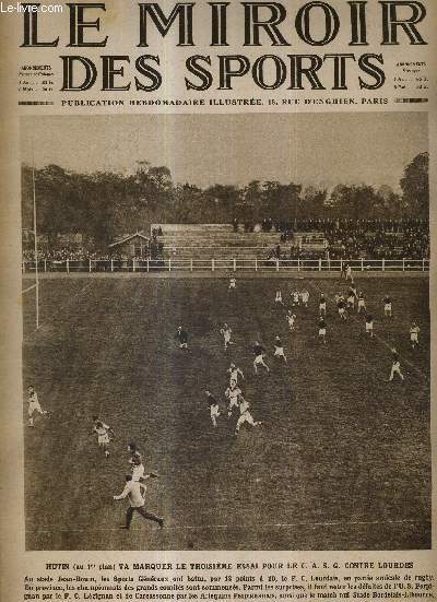 LE MIROIR DES SPORTS - N 341 - 26 octobre 1926 / Hutin va marquer le troisime essai pour le C.A.S.G. contre Lourdes / motos, cyclecars et autos dans la course de cote des 17 tournants / le bilan de la natation sportive en 1926...