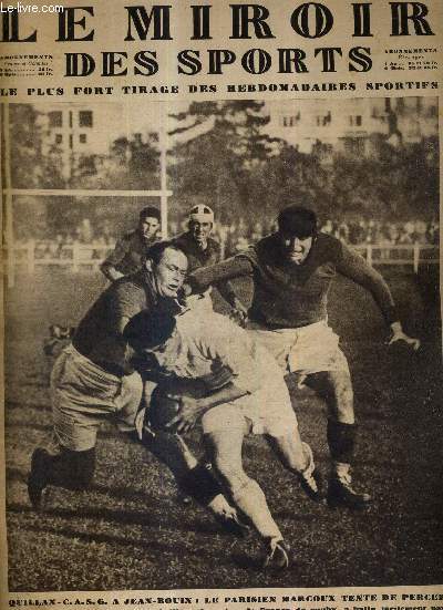 LE MIROIR DES SPORTS - N 507 - 8 octobre 1929 / Quillan-C.A.S.G.  Jean-Bouin : le parisien Marcoux tente de percer / la caractristique du salon automobile de 1929 est la huit-cylindres...