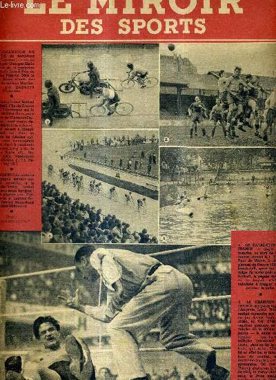 LE MIROIR DES SPORTS - N 114 - nouvelle srie - 21 septembre 1943 / le champion de France de demi-fond Ernest Terreau attaqu par Georges Srs / en championnat fdral de football, l'Ile-de-France domina l'Auvergne / la course de routiers par quipe...