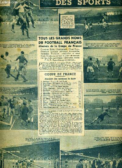 LE MIROIR DES SPORTS - N 129 - 10 janvier 1944 / tous les grands noms du football franais limins de la cope de France / les brillants trois-quarts bayonnais l'emportent sur la vigoureuse dfense du racing / quatre nouveaux champions de France de boxe