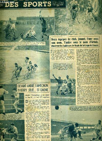 LE MIROIR DES SPORTS - N 133 - 7 fvrier 1944 / devant Andr Famechon Thierry joue et gagne / une grande journe de coupe de France dont l'artois, les girondins et le stade-C.A.P. sont les hros...