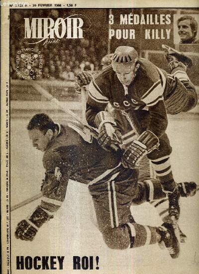 MIROIR SPRINT - N1133 A - 20 fvrier 1968 / 3 mdailles pour Killy / hockey roi /  Nancy Greene l'exploit n1 / un slalom trs spcial / on se souviendra longtemps du match URSS-Tchcoslovaquie / la fte  Konovalenko...