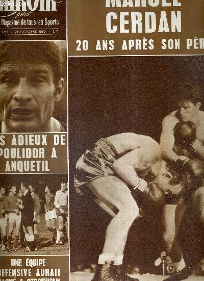 MIROIR SPRINT - N1217 - 21 octobre 1969 / Marcel Cerdan 20 ans aprs son pre / les adieux de Poulidor  Anquetil / une quipe offensive aurait gagn  Stockholm / une grande quipe de France fminine...