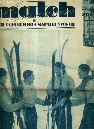 MATCH L'INTRAN N 500 - 11 fvrier 1936 / Garmish-Partenkirchen - l'quipe franaise de descente et de slalom combins / les championnats de France de tennos / le criterium onternational de cross cyclo-pdestre...