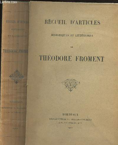 RECUEIL D'ARTICLES HISTORIQUES ET LITTERAIRES