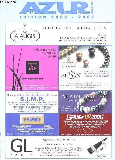 CATALOGUE PUBLICITAIRE - AZUR ANNUAIRE - EDITIO 2006-2007