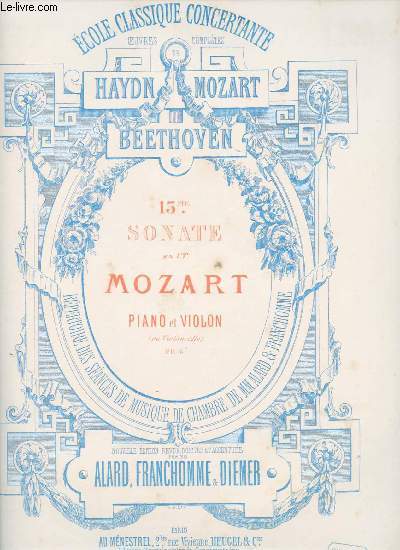 13me sonate en UT - Mozart : Piano et violon (ou violoncelle)