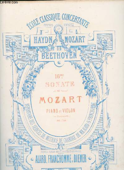 16me sonate en Mi bmol - Mozart : Piano et violon (ou violoncelle)
