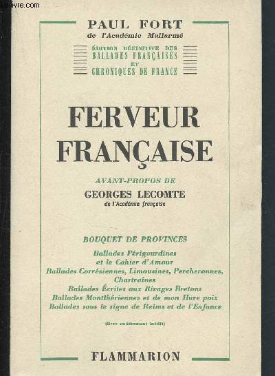 Edition dfinitive des ballades franaises et chroniques de France - Ferveur franaise