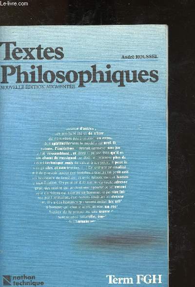 Textes philosophiques - Classes Terminales F,G,H