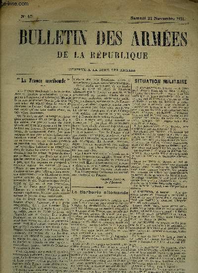 Bulletin des armes de la Rpublique n47 - Samedi 21 Novembre 1914 : 
