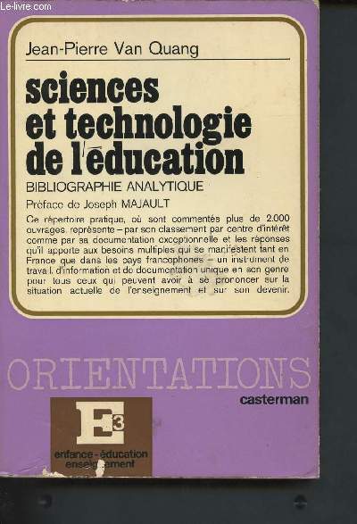 Sciences et technologie de l'ducation - Bibliographie analytique (Collection 