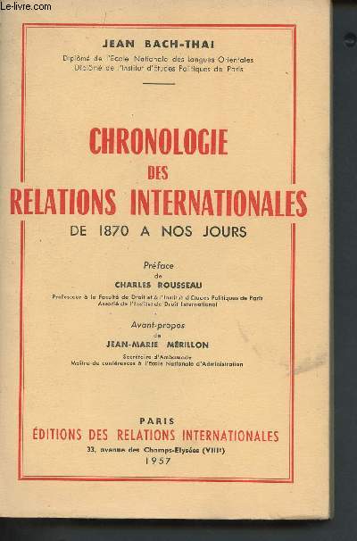 Chronologie des relations internationales de 1870  nos jours