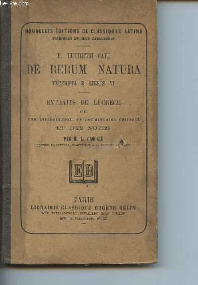 De rerum natura - excerpta e libris VI - extraits de Lucrce