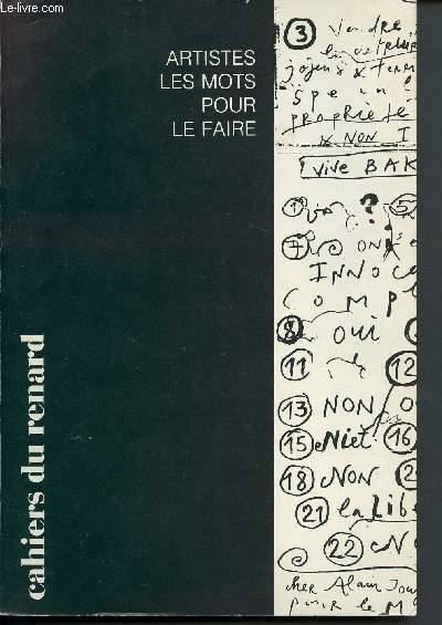 Les Cahiers du Renard n3 mars-avril 1990 - Artistes, les mots pour le faire