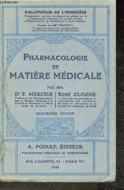 Pharmacologie et matire mdiacle (Collection 