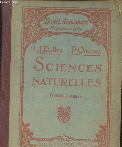 Sciences naturelles du Brevet lmentaire et des coles primaires suprieures (Programme de 1920) Troisime Anne