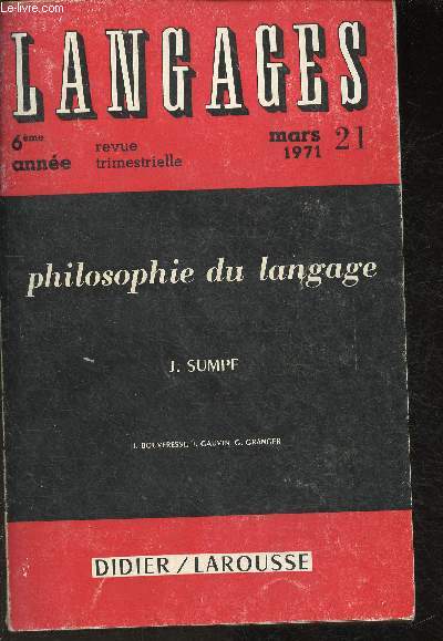 Langages- Philosophie du langage - N21 Mars 1971