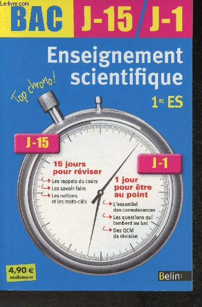 Bac J-15/J-1 Enseingment scientifique 1re ES