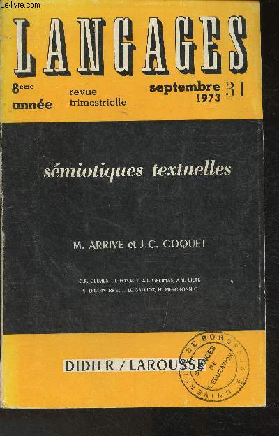 Langages n31 Septembre 1973