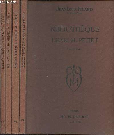 Bibliothque Henri M. Petiet 4me,5me,6me et 7me parties- Catalogue de vente aux enchres Htel Drouot de 1993  1996