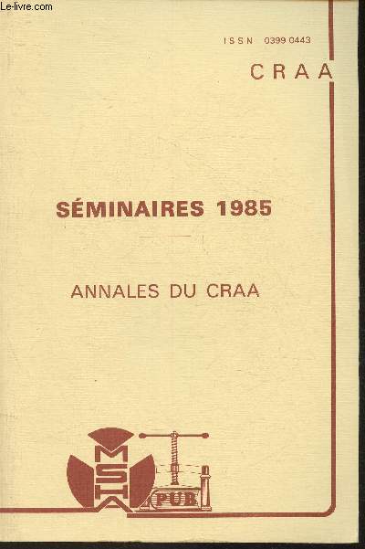 Centre de recherches sur l'Amrique Anglophone N87 Nouvelle srie n11 Sminaires 1985