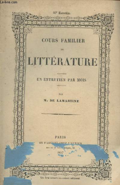 Cours familier de Littrature - une entretien par Mois- Entretien n23