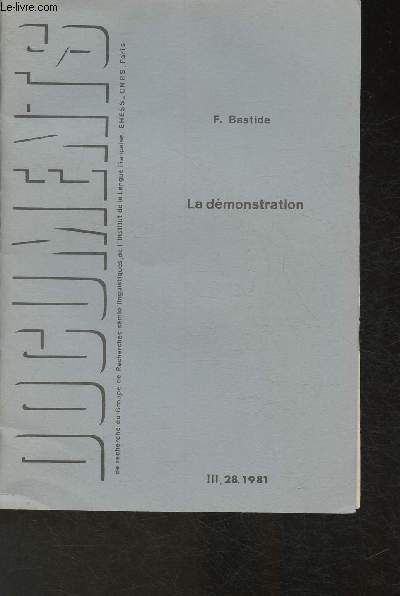 Documents de recherche nIII, 28 -1981- la dmonstration