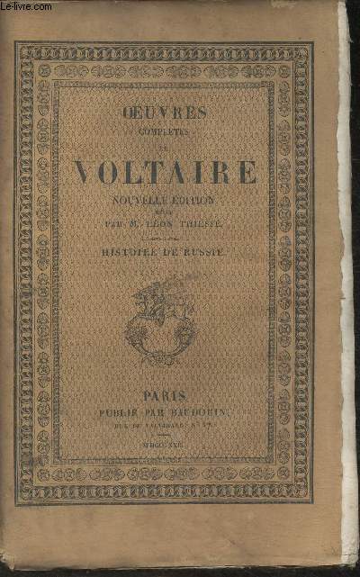 Oeuvres compltes de Voltaire- Tome XXXIII: Histoire de Russie