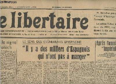 Le libertaire syndicaliste- Organe hebdomadaire de l'union anarchiste- N664- 27 Juillet 1939
