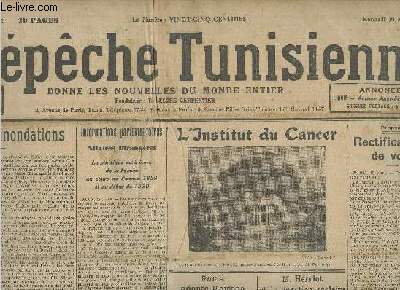 La Dpche Tunisienne - N14022- Mars 1930-Sommaire: Dboisement et inondations- L'Institut du Cancer- Rectifications de vote- Arme de marine- Des paysans russe cherchaient  se rfugier en Pologne- L'affaire Laget- etc.