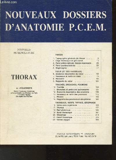 Nouveaux dossiers d'anatomie P.C.E.M. - Thorax, cou, petit bassin (3 volumes)