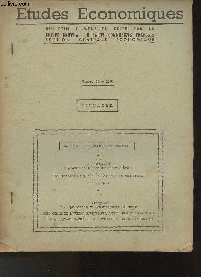 Etudes conomiques n53-1950-Sommaire: La crise des charbonnages franais- Les problmes de l'industrie Houillire en U.R.S.S.- Avec celle de l'Union Sovitique, notre industrie minire sera  l'avant-garde de la production minire en Europe- etc.