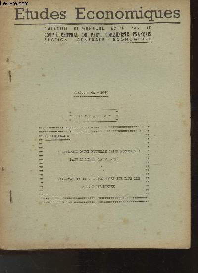 Etudes conomiques n40-1949-Sommaire: L'approche d'une nouvelle crise conomique dans le monde capitaliste- Aggravation de la crise montaire dans les pays capitalistes.