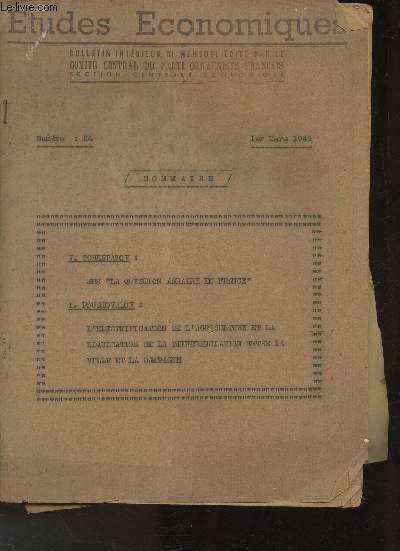 Etudes conomiques n24- mars 1949- Sommaire: Sur 
