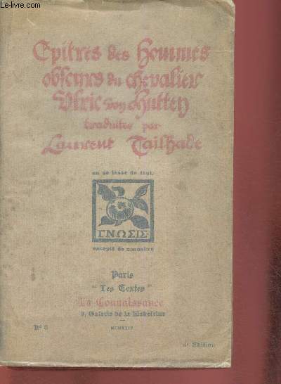 Epitres des hommes obscurs du chevalier Ulric von Hutten (Collection 
