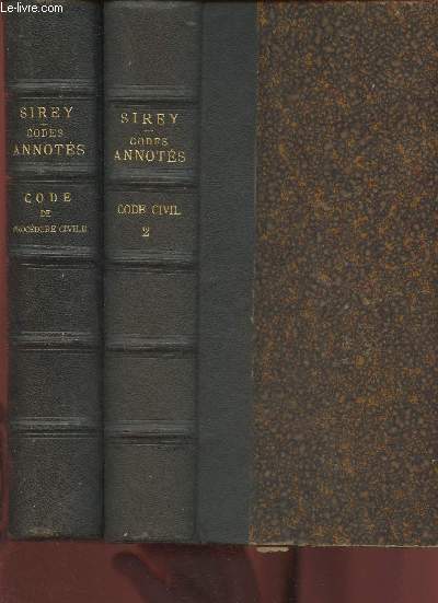 Les codes annots de Sirey-Jurisprudence des arrts et doctrine des auteurs- Code de Procdure civile+ Code civil Tome II (2 volumes)